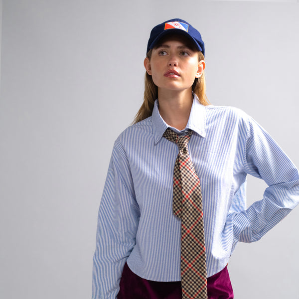 Rowing Blazers Women's Cropped Oxford Shirt Light Blue Stripe