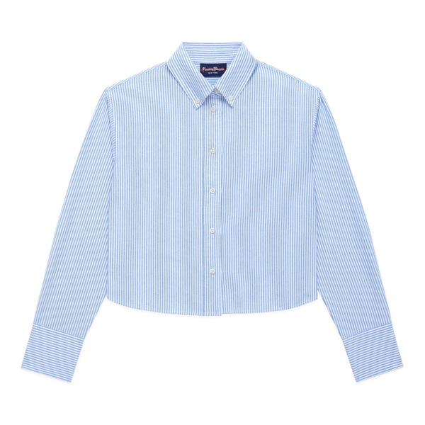 rowing blazers Women's Cropped Oxford Shirt Light Blue Stripe