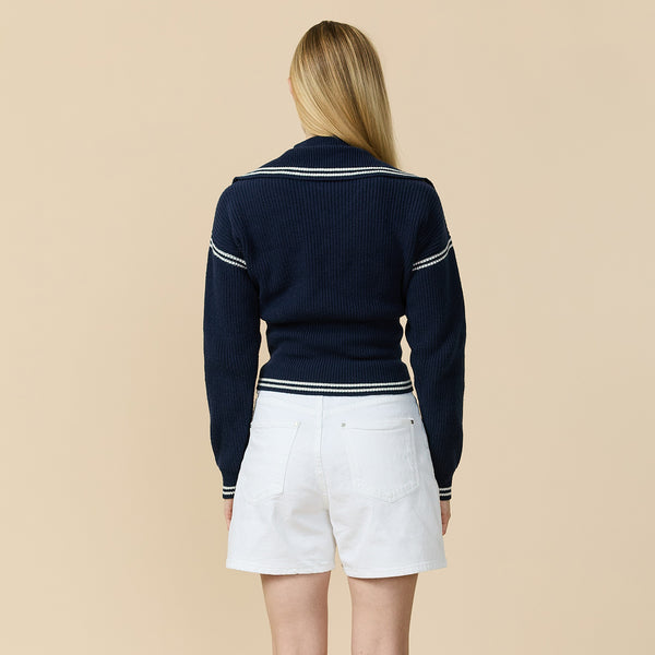 Rowing Blazers Women's Double Collar Quarter Zip Navy