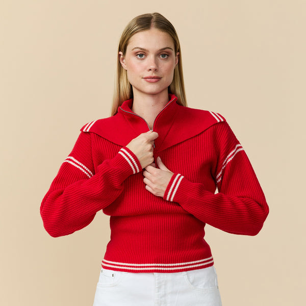 Rowing Blazers Women's Double Collar Quarter Zip Red