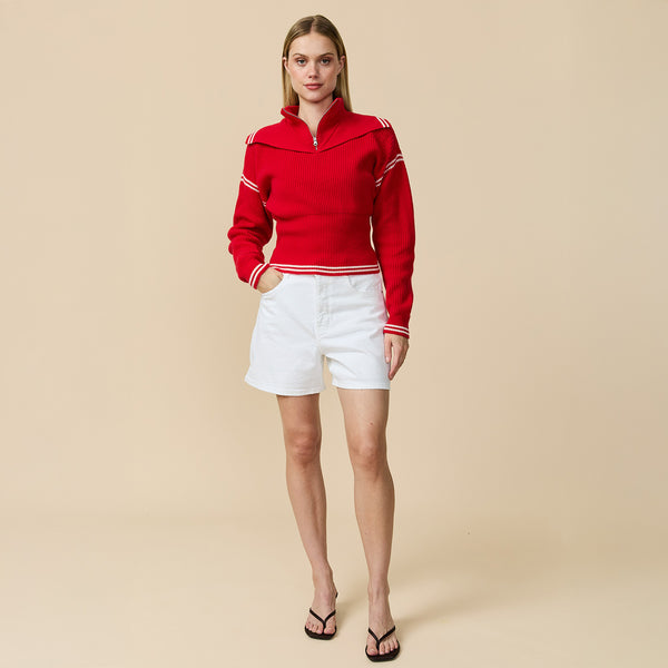 Rowing Blazers Women's Double Collar Quarter Zip Red