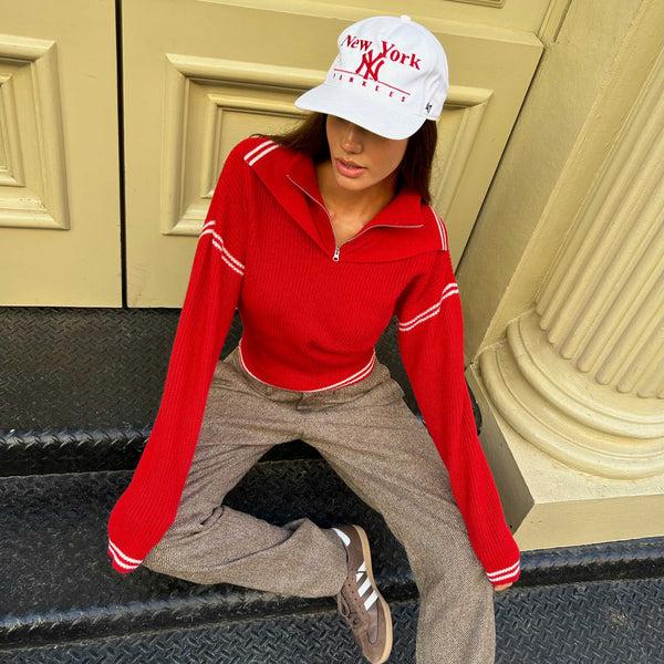 Rowing Blazers Women's Double Collar Quarter Zip Red