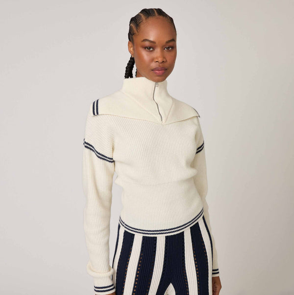 Rowing Blazers Women's Double Collar Quarter Zip White