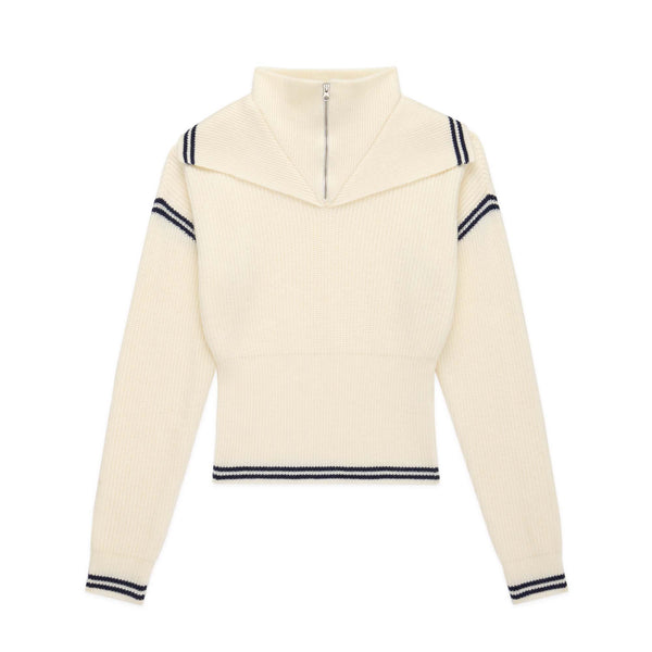 rowing blazers Women's Double Collar Quarter Zip White