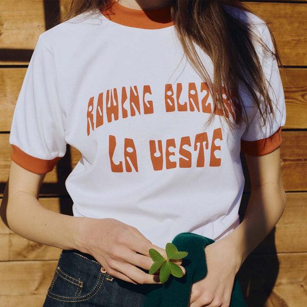 Rowing Blazers Women's Graphic Ringer Tee White And Orange