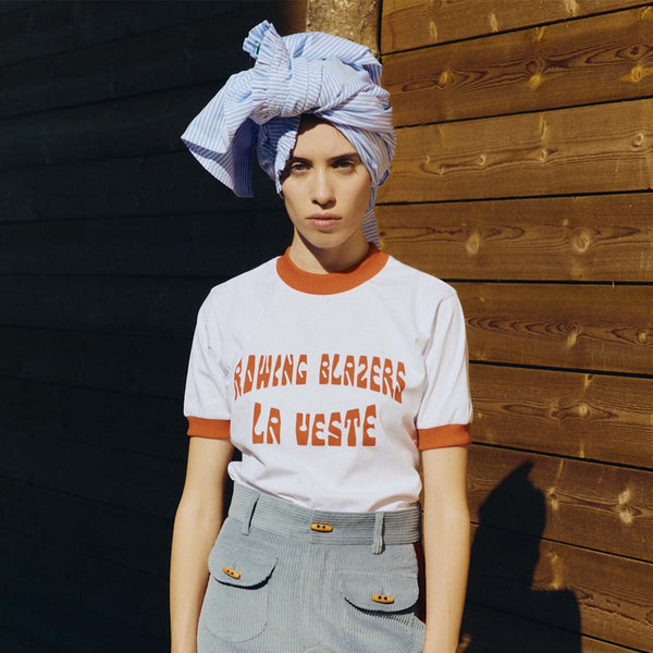 Rowing Blazers Women's Graphic Ringer Tee White And Orange