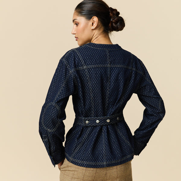 Rowing Blazers Women's Indigo Jacquard Denim Riding Jacket Navy