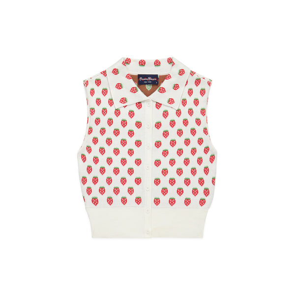 rowing blazers Women's Knit Collared Button Up Tank Strawberry