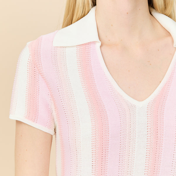 Rowing Blazers Women's Knit Cropped Polo Top Light Pink