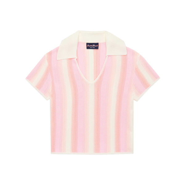 rowing blazers Women's Knit Cropped Polo Top Light Pink