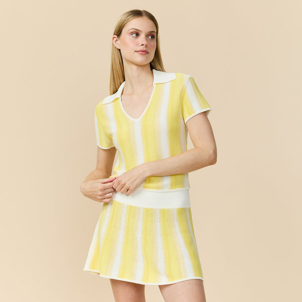 Rowing Blazers Women's Knit Cropped Polo Top Pale Yellow