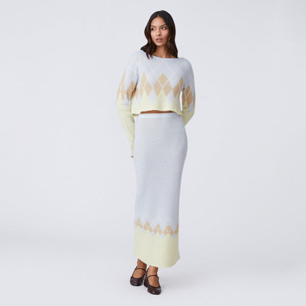 Rowing Blazers Women's Mohair Argyle Maxi Skirt Mohair Blend