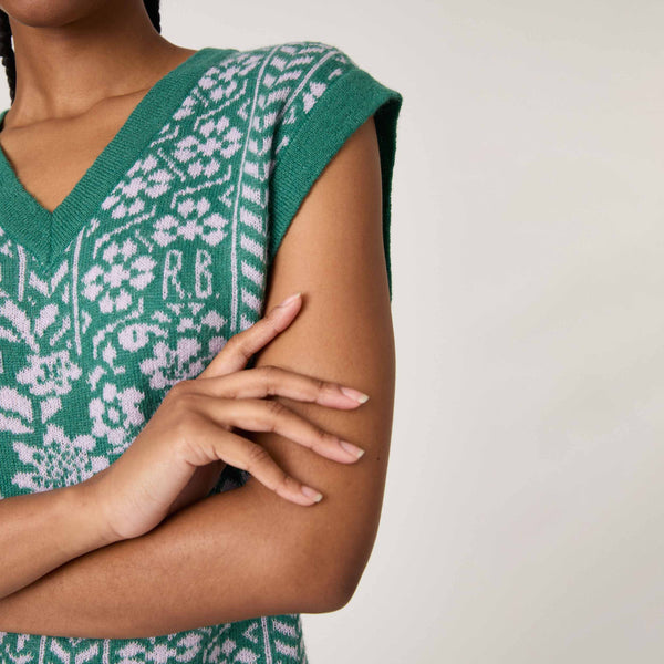 Rowing Blazers Women's Mohair Fairisle Vest Green/ Purple