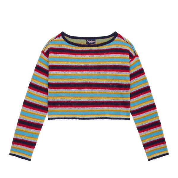 rowing blazers Women's Mohair Stripe Long Sleeve Top Blue Red