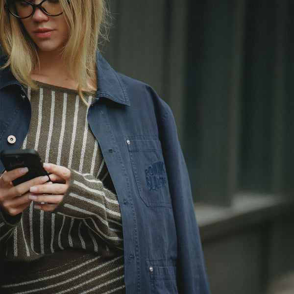 Rowing Blazers Women's Mohair Stripe Long Sleeve Top Olive Green