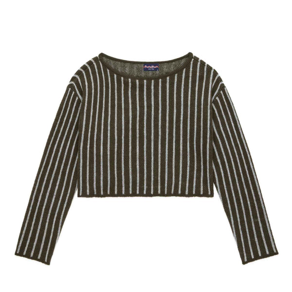 rowing blazers Women's Mohair Stripe Long Sleeve Top Olive Green