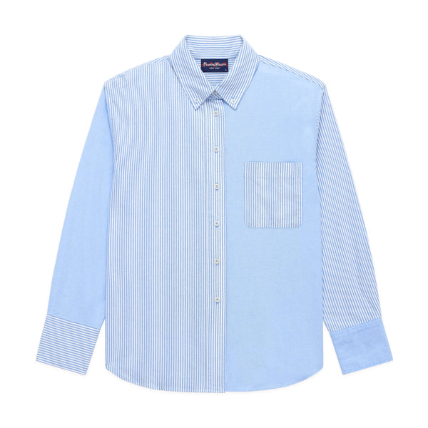 rowing blazers Women's Oversized Oxford Shirt Blue Mixed Stripe