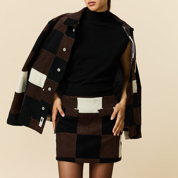 Rowing Blazers Women's Patchwork Corduroy Skirt Brown Patchwork