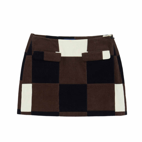 rowing blazers Women's Patchwork Corduroy Skirt Brown Patchwork
