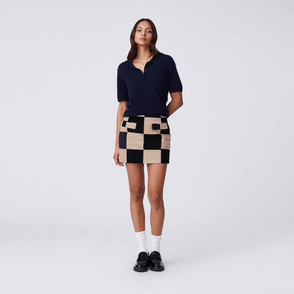 Rowing Blazers Women's Patchwork Corduroy Skirt Neutral Patchwork