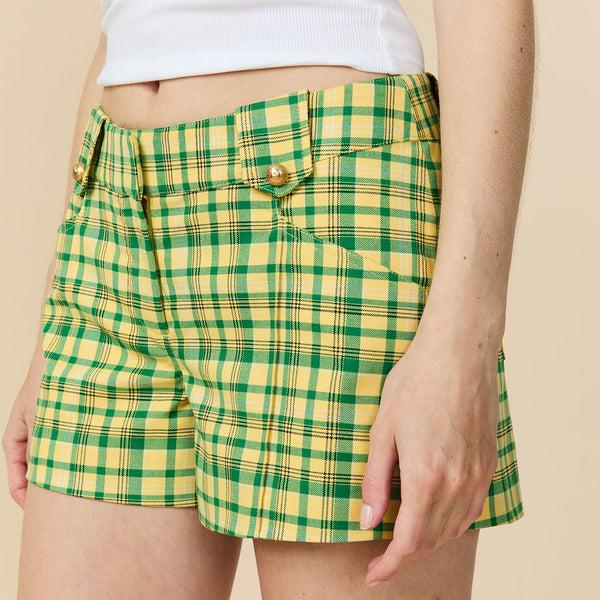 Rowing Blazers Women's Plain Weave Shorts Yellow Plaid