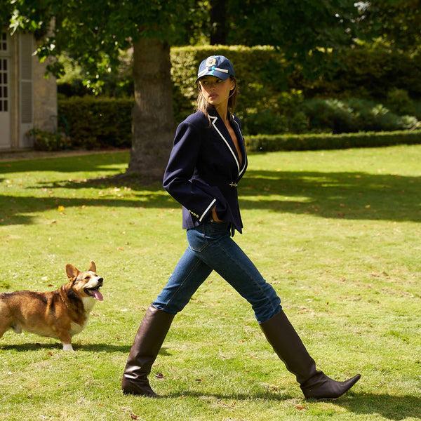 Rowing Blazers Women's Pleated Blazer With Tipping Navy