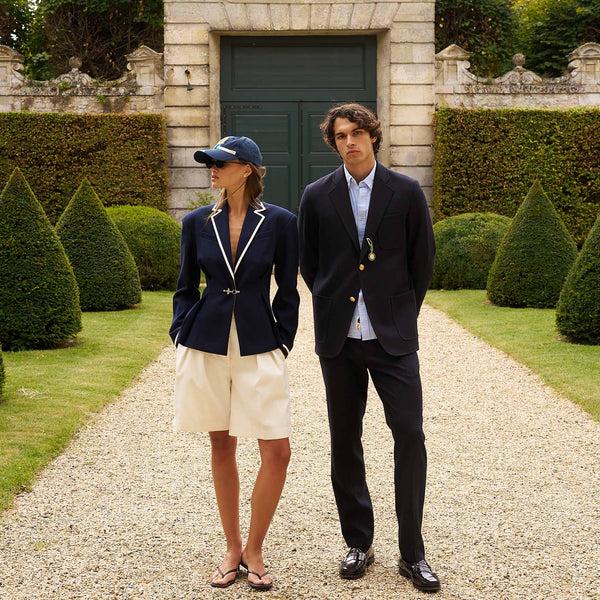 Rowing Blazers Women's Pleated Blazer With Tipping Navy