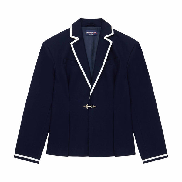 rowing blazers Women's Pleated Blazer with Tipping Navy