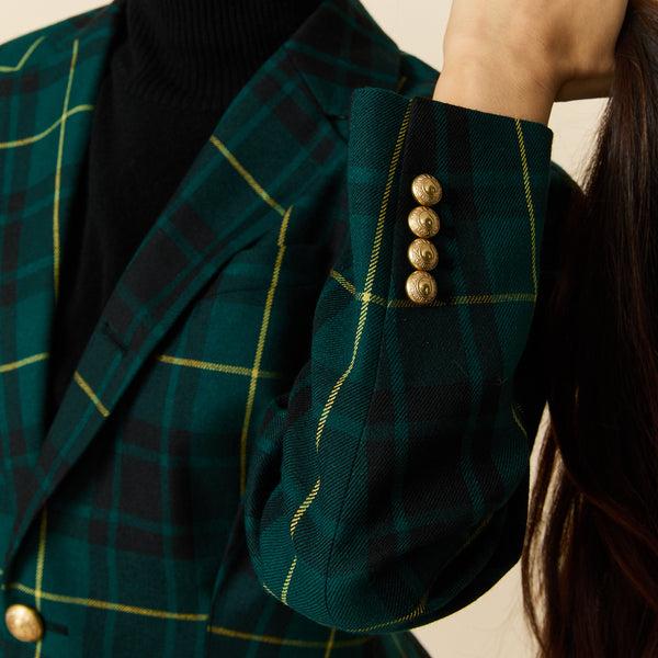 Rowing Blazers Women's Pleated Plaid Tartan Blazer Gordon Modern