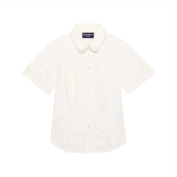 rowing blazers Women's Short Sleeve Collar Button Down White