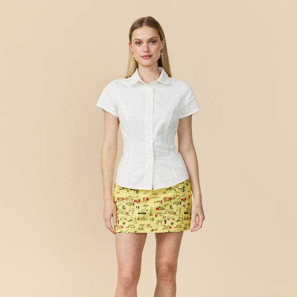 Rowing Blazers Women's Short Sleeve Double Collar Button Down White