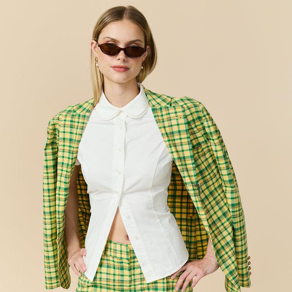 Rowing Blazers Women's Short Sleeve Double Collar Button Down White