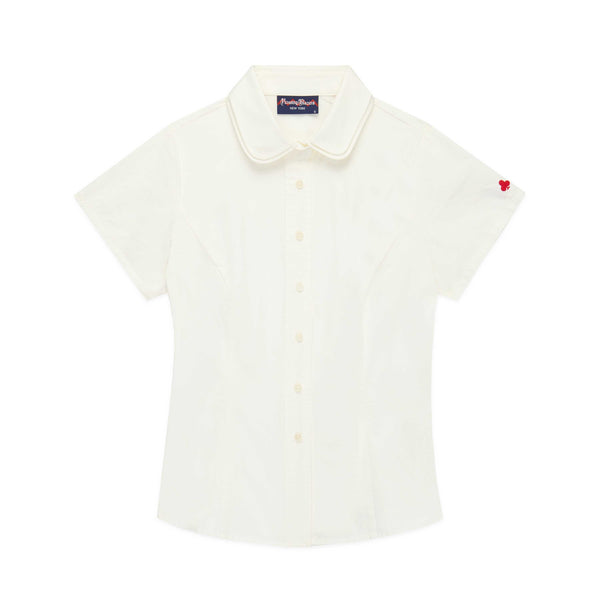 rowing blazers Women's Short Sleeve Double Collar Button Down White