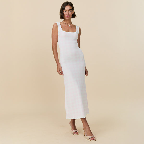 Rowing Blazers Women's Tank Knit Dress Pink Gingham