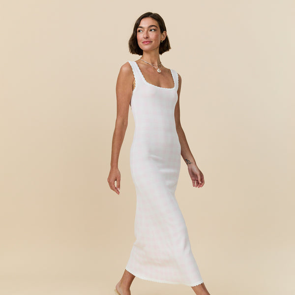 Rowing Blazers Women's Tank Knit Dress Pink Gingham