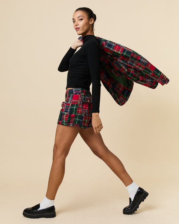 Rowing Blazers Women's Twill Patchwork Shorts Holiday Patchwork Plaid