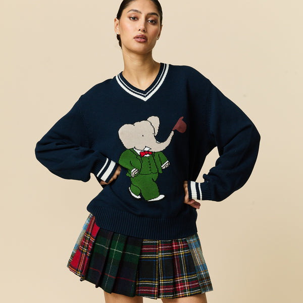 Rowing Blazers Women's Wool Cocktail Pleated Mini Skirt Holiday Tartan