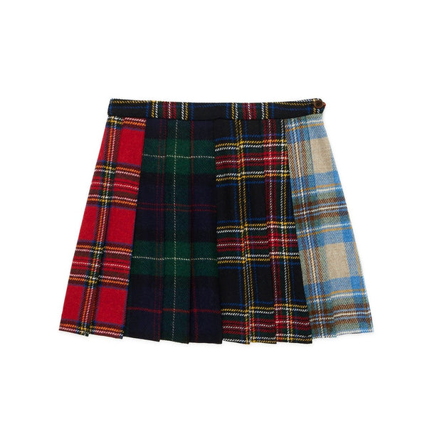 rowing blazers Women's Wool Cocktail Pleated Mini Skirt Holiday Tartan