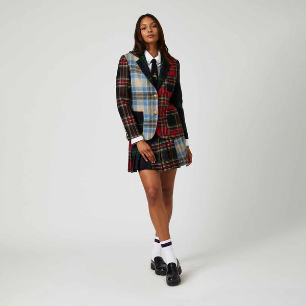 Rowing Blazers Women's Wool Marge Cocktail Blazer Holiday Tartan