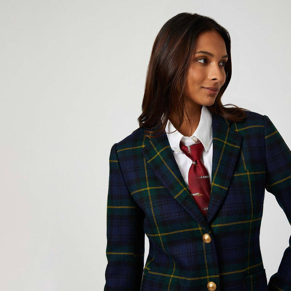 Rowing Blazers Women's Wool Marge Tartan Blazer Gordon Modern