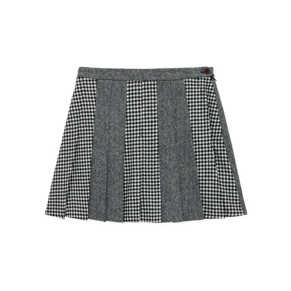 rowing blazers Women's Wool Pleated Mini Skirt Black White