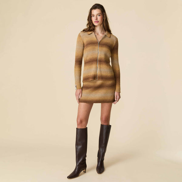 Rowing Blazers Women's Zip Through Gradient Striped Sweater Brown Gradient