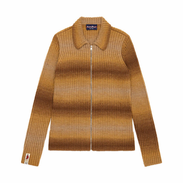 rowing blazers Women's Zip Through Gradient Striped Sweater Brown Gradient