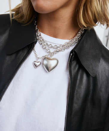 roxanne assoulin The Mini Puffy Heart Necklace in Silver