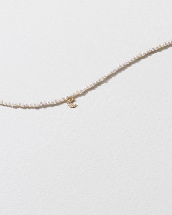 roxanne first Baby Potato Pearl & Diamond Moon Necklace