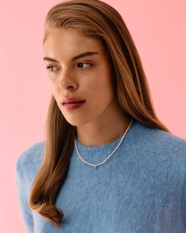 Roxanne First Baby Potato Pearl & Pink Sapphire Heart Beaded Necklace