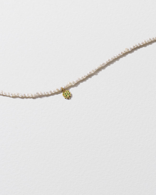 roxanne first Baby Potato Pearl & Tsavorite Clover Beaded Necklace