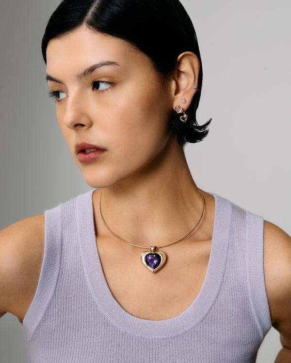 Roxanne First Cupid's Big Amethyst Heart Pendant Necklace