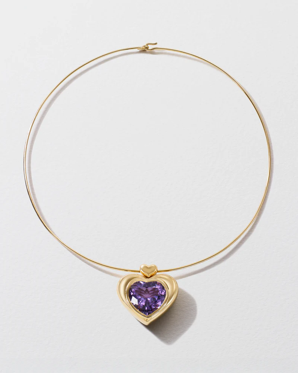 Roxanne First Cupid's Big Amethyst Heart Pendant Necklace