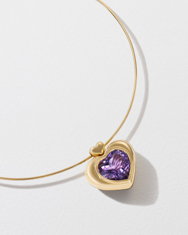 roxanne first Cupid's Big Amethyst Heart Pendant Necklace